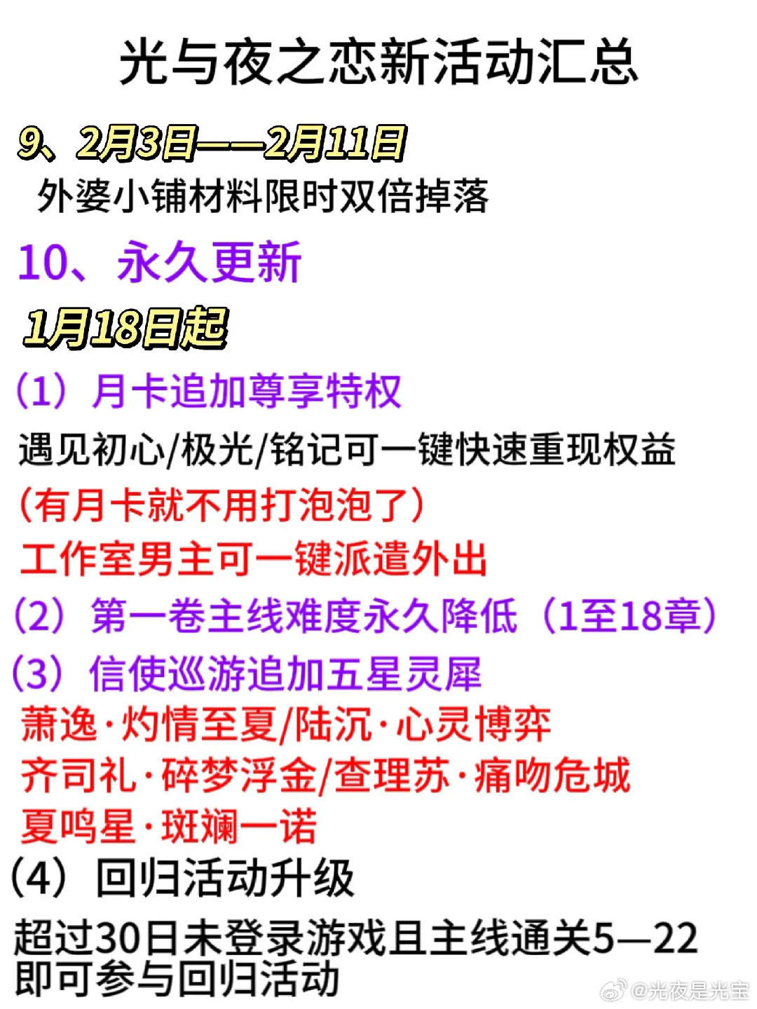 光夜最新活动攻略详解大全